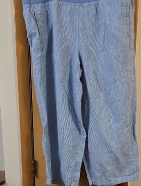 J. Jill Blue Striped Wide Leg Linen XL Pants
